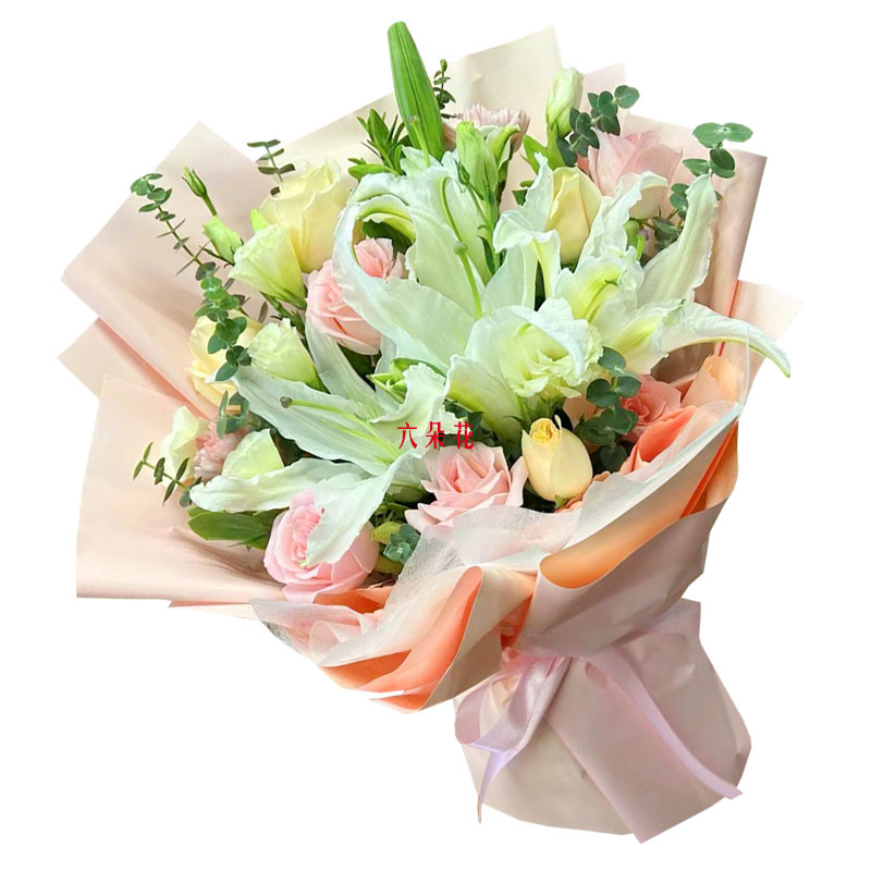 10朵玫瑰百合混搭，爱是难忘时刻