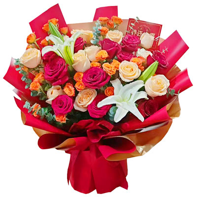 钦州19朵玫瑰百合，爱情永不凋零