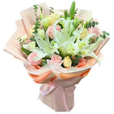 钦州10朵玫瑰百合混搭，爱是难忘时刻
