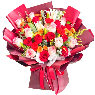钦州22朵玫瑰百合，追求真爱幸福